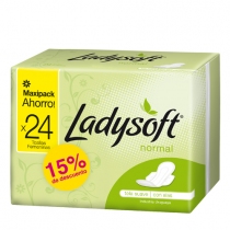 Toallitas Femeninas Ladysoft Normal con Alas 24 unidades