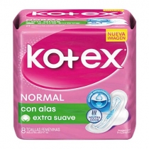 Toallitas Femeninas Kotex Normal con Alas 8 unidades